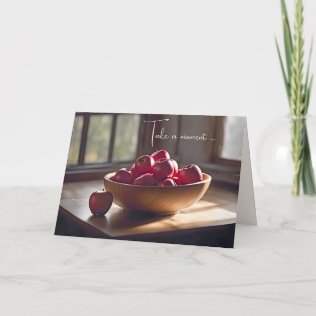 Carte Pommes rouges dans le bol de bois (Devant)