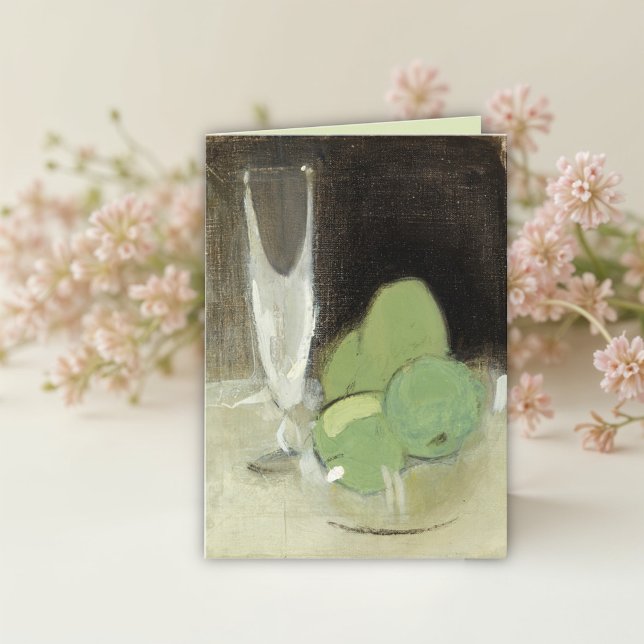 Carte Pommes vertes et verre de champagne, H.Schjerfbeck (Créateur téléchargé)
