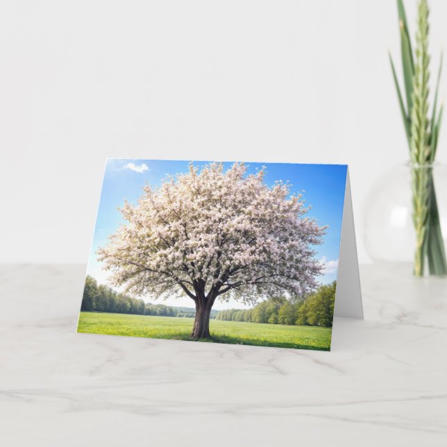 Carte Pommier d'anniversaire au printemps (Devant)