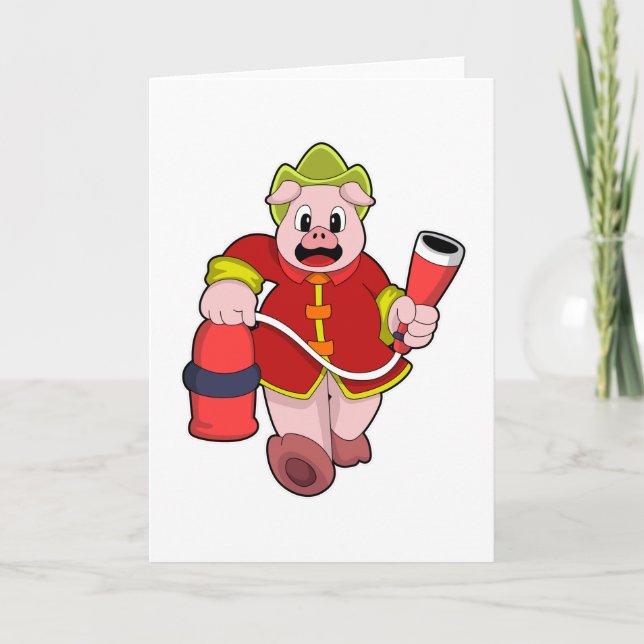 Carte Pompier cochon Extincteur d'incendie (Devant)
