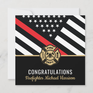 Carte Pompier Fire Academy Red Line Drapeau Graduation