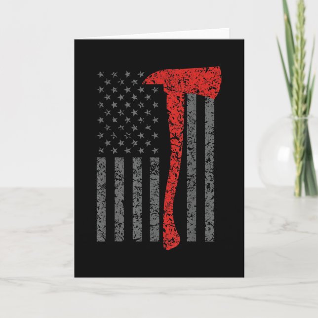 Carte Pompiers, Ax et casque pompier, incendie (Devant)