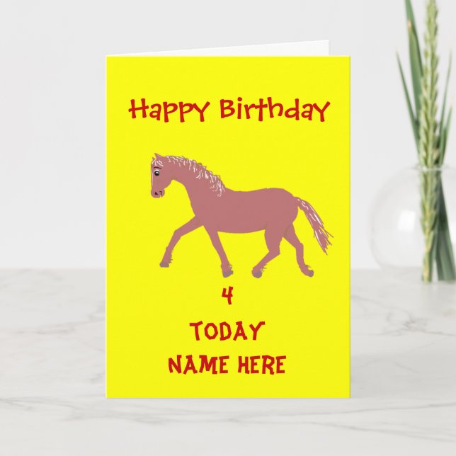 Carte Poney de dessin animé, sourire, personnaliser d'an (Devant)