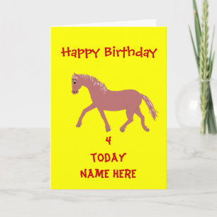 Carte Poney de dessin animé, sourire, personnaliser d'an