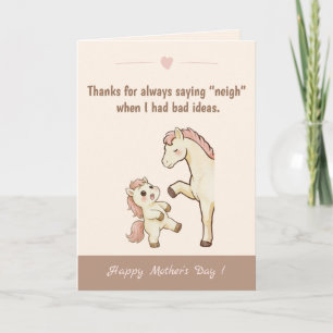 Carte Poney drôle jeu de mots merci de dire neigh pour l