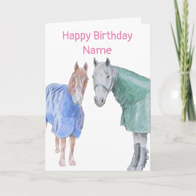 Carte Poney en Rugs Anniversaire (Devant)