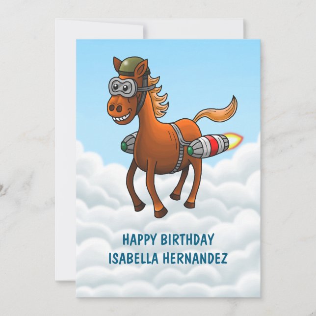 Carte Poney Fusée Volant (Devant)