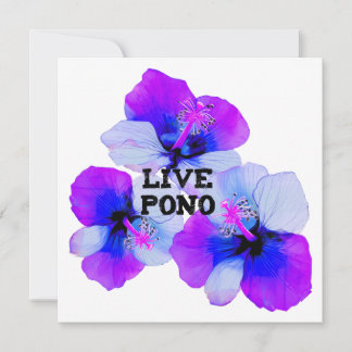 Carte Pono Hawaïen Hibiscus Violet Bleu Floral en vie