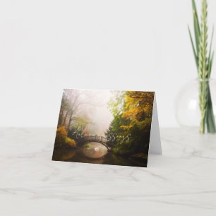 Carte Pont d'automne et cygne avec texte personnalisé