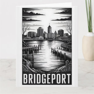 Carte Pont de Bridgeport Connecticut Toile de fond Noir 