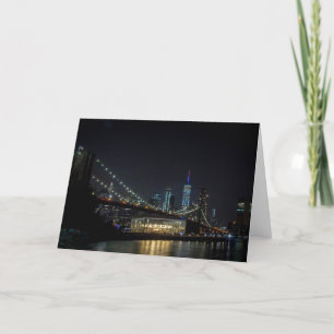 Carte Pont de Brooklyn et tour de liberté la nuit