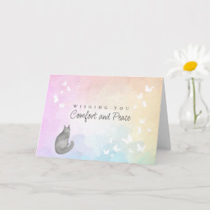 Carte Pont de l'Arc-en-Ciel Aquarelle Chat Gris Perte Sy
