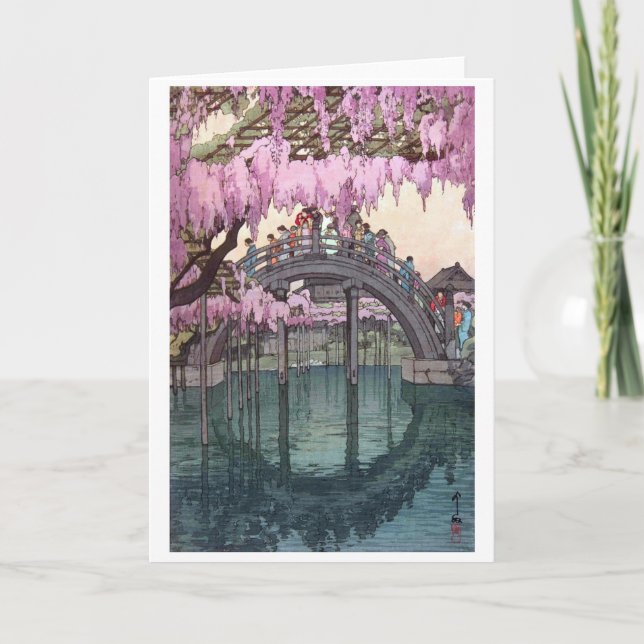 Carte Pont Kameido, Hiroshi Yoshida, coupe de bois (Devant)