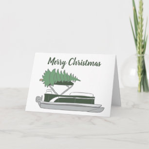 Carte Pontoon Boat with Christmas Tree on Top Holiday