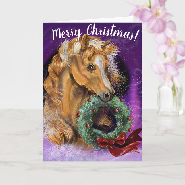 Carte Pony avec la couronne de Noël (Orchidée)
