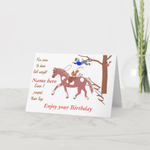 Carte Pony Joke card, avec écureuil. Anniversaire Ajoute