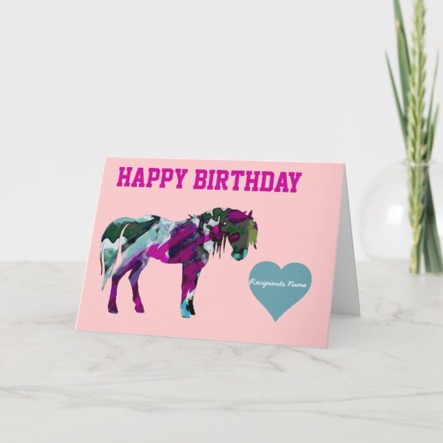 Carte Pony Rose Anniversaire - Carte Pony personna (Devant)