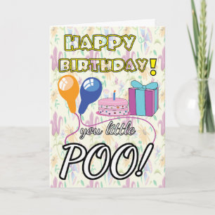 Carte POO Ballons gâteau drôles enfants mignon anniversa