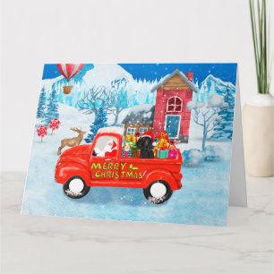 Carte Poodé Chien Livraison de Noël Camion Neige