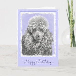 Carte Poodé Jouet miniature Argent gris bleu Chien Art