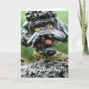 Carte Poodle Antique Noir, Joyeux Anniversaire !