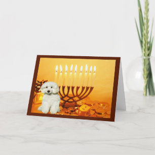 Carte Poodle Chanukah Menorah