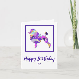 Carte Poodle Français Chien Silhouette Purple PY&B Anniv