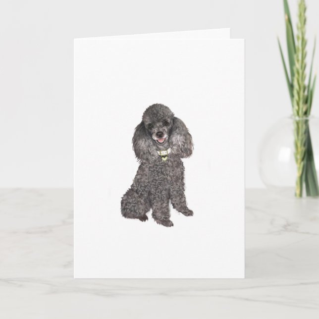 Carte Poodle - Jouet /Miniature Argent (Devant)