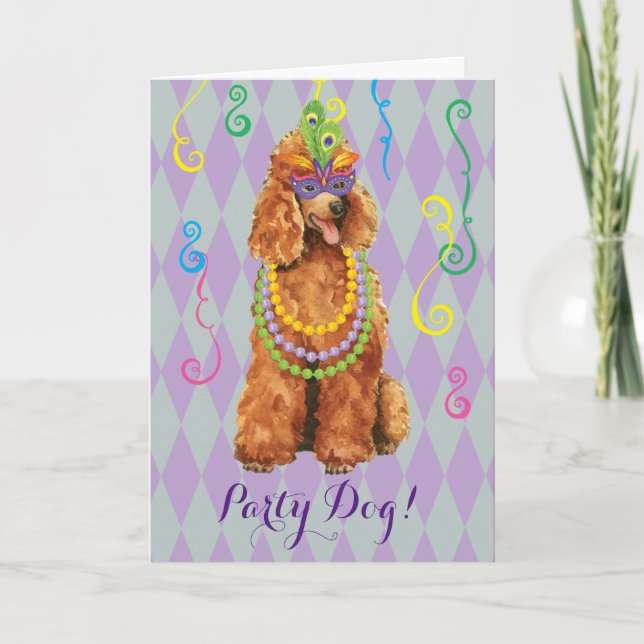 Carte Poodle Mardi Gras (Devant)
