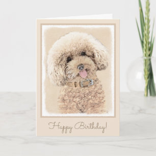 Carte Poodle Miniature Toy Apricot Crème Chien Brown Art