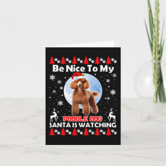 Carte Poodle Vilant Noël Sois Nice To Me Poodle Père Noë