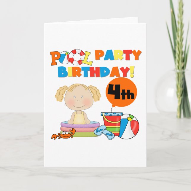 Carte Pool Party 4th Birthday Tshirts et cadeaux (Devant)