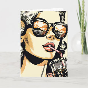 Carte Pop Art Bande Dessinée Belle Femme Super Été