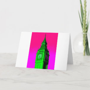 Carte Pop Art Big Ben Londres Voyage rose Vert