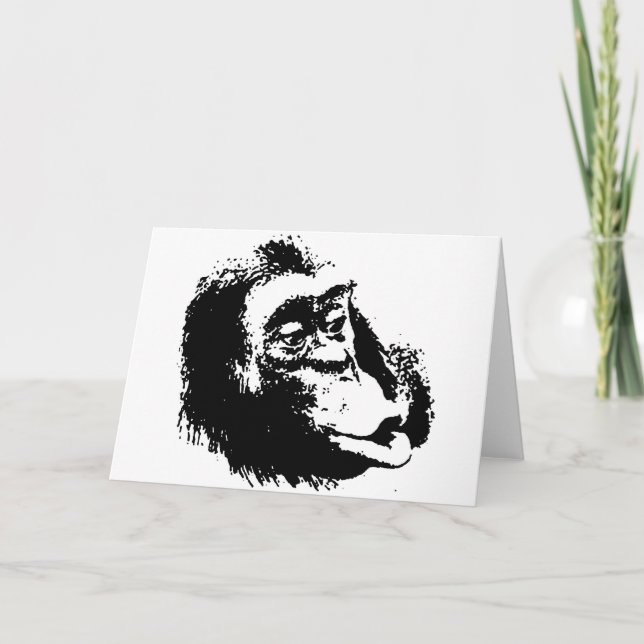 Carte Pop Art drôle Chimpanzé (Devant)