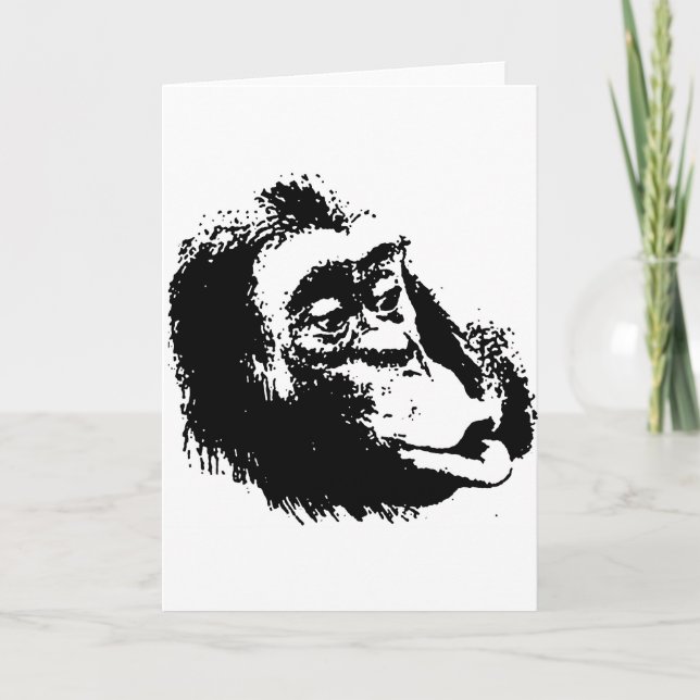 Carte Pop Art drôle Chimpanzé (Devant)