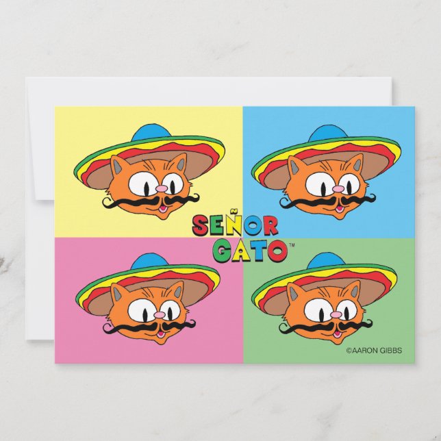 Carte Pop Art Fiesta Chat Gato Cinco de Mayo (Devant)
