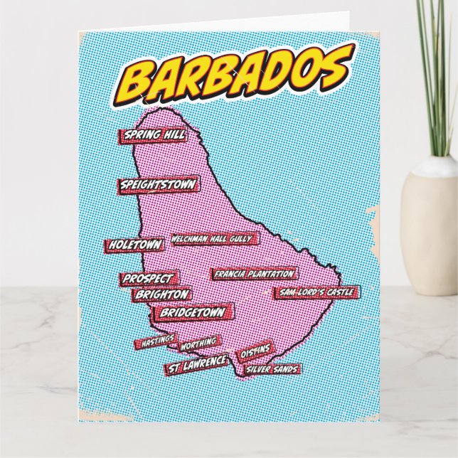 Carte Pop Art Illustrated Barbados (Devant)