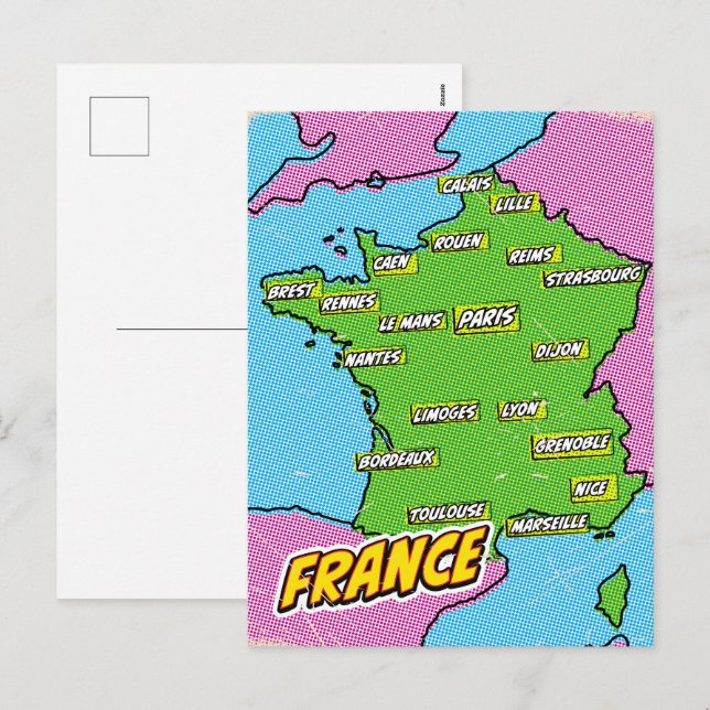 Carte Pop Art Illustrated France (Devant / Derrière)