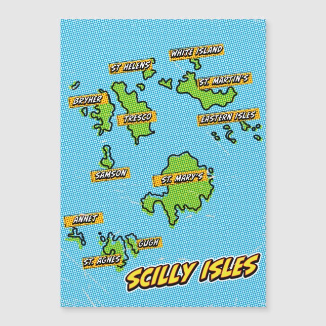 Carte Pop Art Illustrated Scilly Isles (Devant)