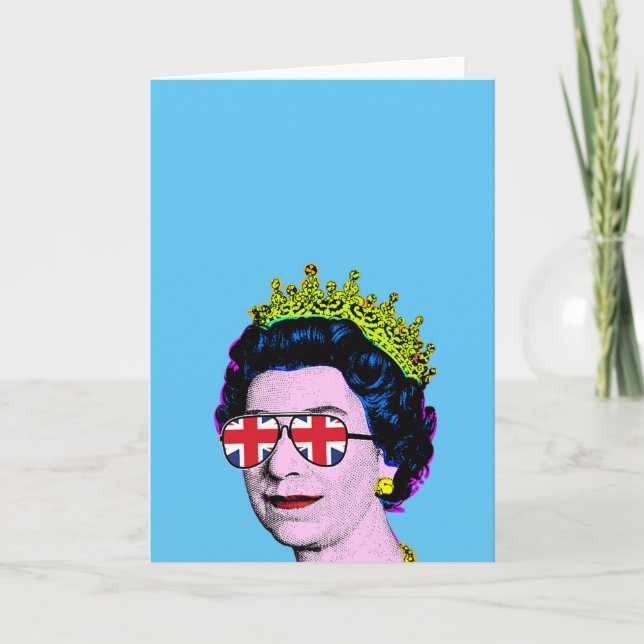Carte Pop Art Moderne Amusant HM Reine avec lunettes Uni (Devant)