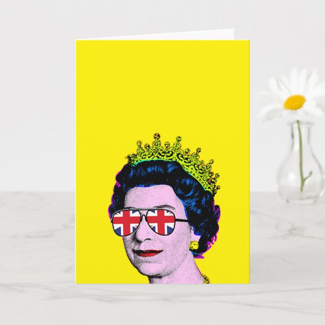 Carte Pop Art Moderne Amusant Sa Majesté la Reine avec d (Petite plante)