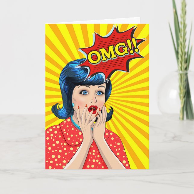 Carte Pop Art Surprisé Femme Anniversaire Vous Avez L'Ai (Devant)