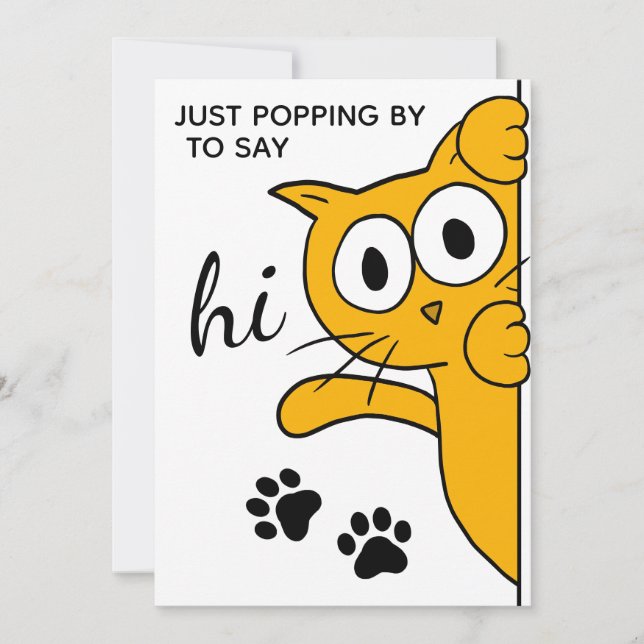 Carte Popby To Say Hi Cute Cat Flat Greeting (Devant)