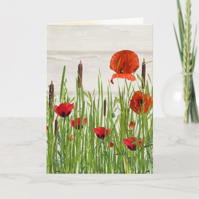 Carte Poppies et Cattails Anniversaire (Devant)