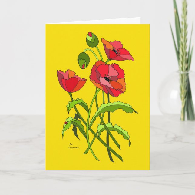 Carte Poppies florales lumineuses (Devant)