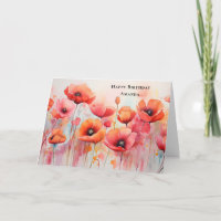 Poppies rouges dans un champ aquarelle Anniversair