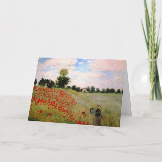 Carte Poppies rouges par Monet - Poppy Field Parasol Fem (Devant)