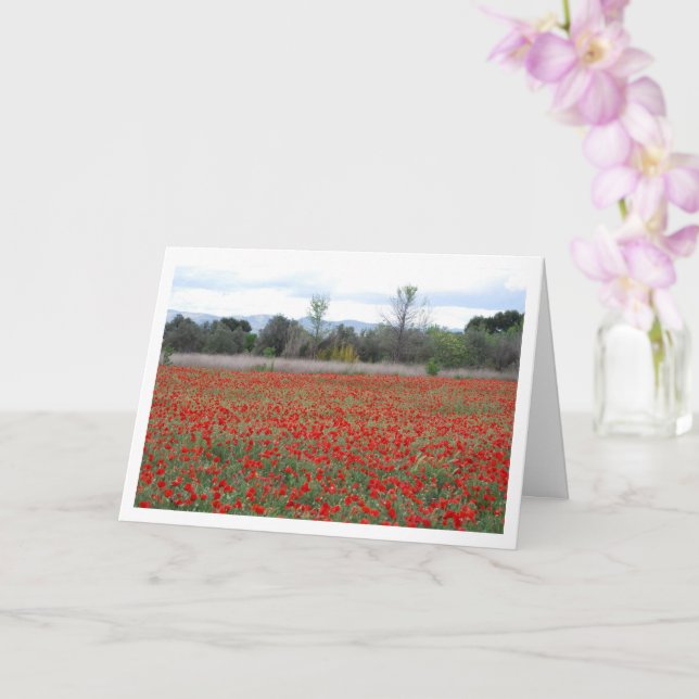 Carte Poppy Field Mountain Landscape Card (Orchidée)