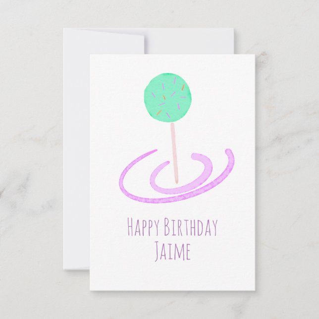 Carte Pops de gâteau à l'aquarelle Paillettes Anniversai (Devant)
